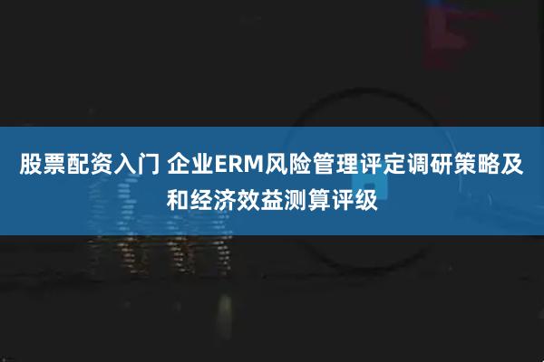 股票配资入门 企业ERM风险管理评定调研策略及和经济效益测算评级